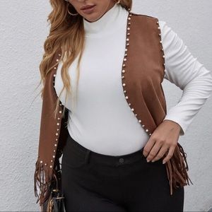 Pearls fringe suede vest